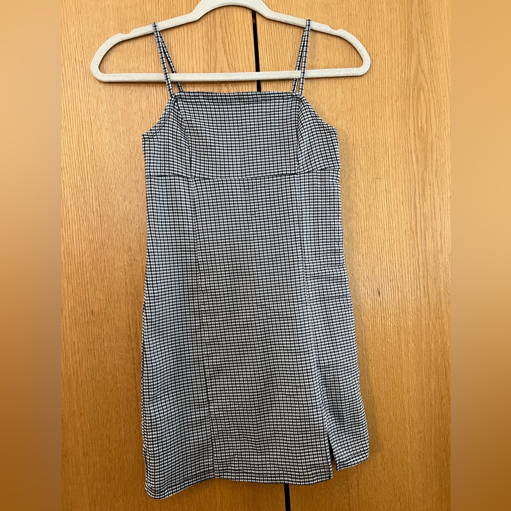 Garage Black & White Gingham Plaid Mini Dress